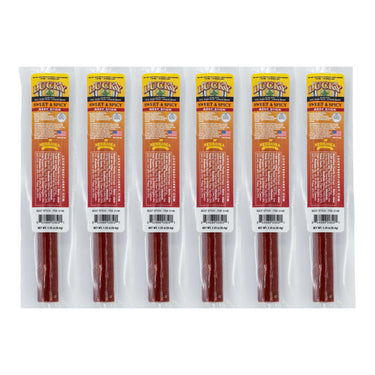 Sweet & Spicy Beef Stick | 1.25 oz. | Tender Beef Jerky Coated In Savory Teriyaki & Red Pepper Flakes | Cooked To Perfection | Easy, Quick On-The-Go Snack | High Protein | Nebraska Beef | 6 Pack | Shipping Included